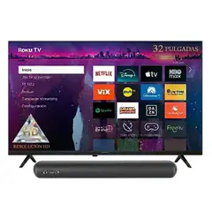 AIWA - Combo Televisor Smart HD 32" Roku TV AW32B2RK 2025 + Barra de Sonido AWSBH20 40W Bluetooth
