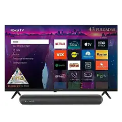 AIWA - Combo Televisor Smart Full HD 43" Roku TV AW43B2RK 2025 + Barra de Sonido AWSBH20 40W Bluetooth