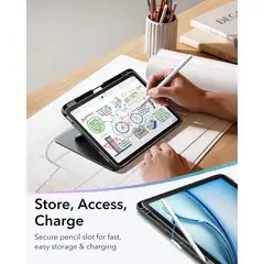 ESR - Funda Para iPad Air 11 M3 M2 2025 2024 Air 5 Air 4 Soporte Multiángulo Porta Apple Pencil Negra