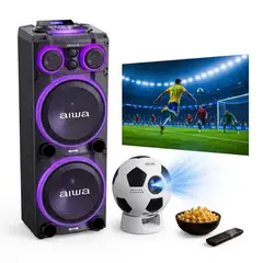 AIWA - Combo One Box AWPOC15 4000W + Proyector Inteligente Nium Gol Vision 720P