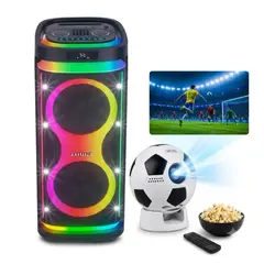 AIWA - Combo One Box AWPOH6D 1000W con Batería + Proyector Inteligente Nium Gol Vision 720P