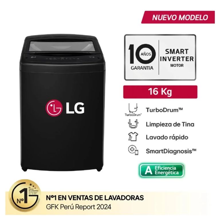 Lavadora 16Kg Carga Superior Turbodrum WT16OBVTB Negro