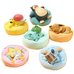 GENERICO - SET POKEMON DORMILONES PIKACHU SNORLAX EEVEE BULBASAUR - 6 UNID