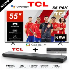 TCL - Nuevo Televisor Led 55” 55P6K -Soundbar Bluetooth S45h 100w