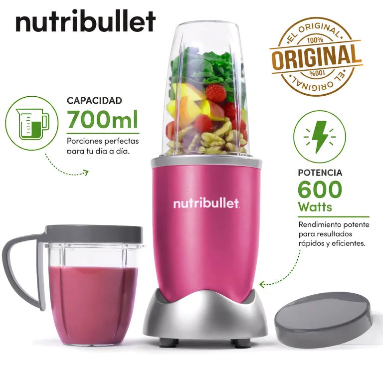 Licuadora Portátil Nutribullet 600 para Smoothies y Batidos 700ml Fucsia