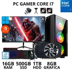 INTEL - PC Gamer Core I7 16GB Ram 500GB Ssd 1TB Hdd 8GB Video Con Monitor.