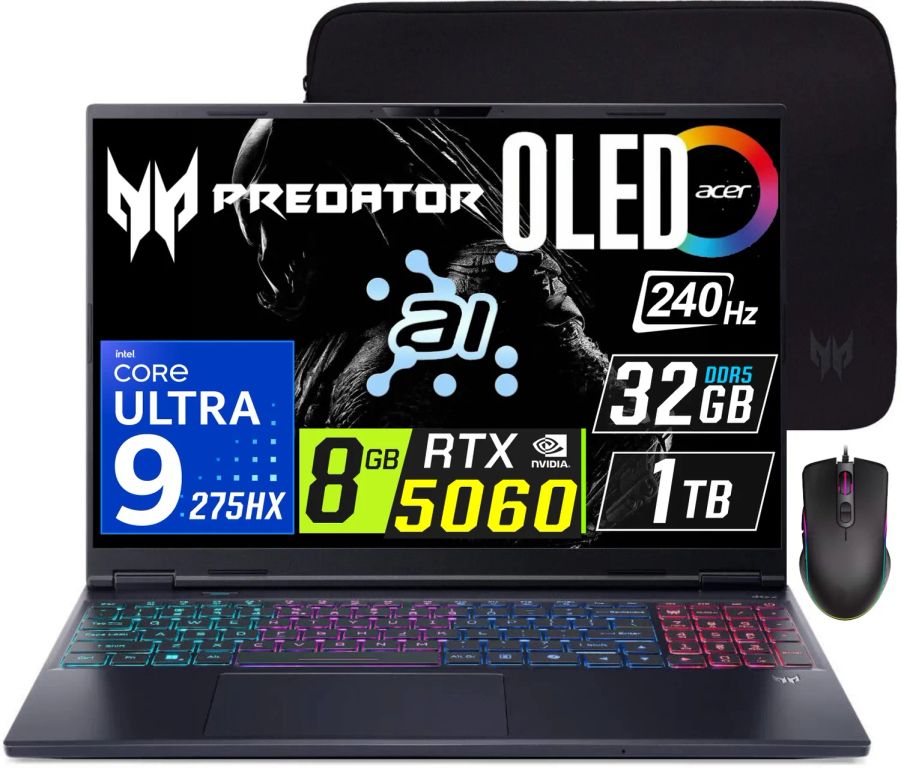 Laptop Predator Helios NEO 16 AI Core Ultra 9-275HX 8gb RTX5060 Ram 32gb Ssd 1tb 16 OLED 240Hz