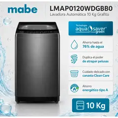 Mabe - Lavadora Automática 10 Kg Diamond Gray LMAP0120WDGBB0
