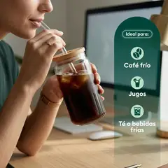 ELMEJORPRECIO - Vaso Nórdico Transparente con Tapa y Sorbete