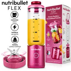 QUALITY PRODUCTS - Licuadora Portátil Nutribullet Flex 650 ml para Smoothies y Batidos Fucsia
