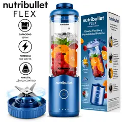 QUALITY PRODUCTS - Licuadora Portátil Nutribullet Flex 650 ml para Smoothies y Batidos Azul