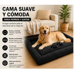 GENERICO - Colchoneta de Napa para Perros y Gatos - 73x57cm - COLOR NEGRO