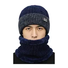 OEM - Conjunto de Gorro mas Cuellera Suave Abrigador Azul Marino