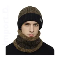 OEM - Conjuntos Gorro con Cuellera Unisex con Forro de Peluche Antialérgico Marron