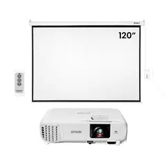 EPSON - Combo Proyector PowerLite E24 y Ecran Eléctrico Evox de 120 Pulgadas