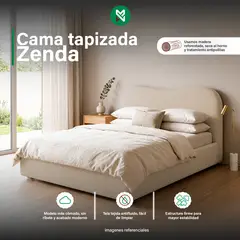 MUEBLES MACRUMO - Cama tapizada Zenda - 2plz - Beige claro