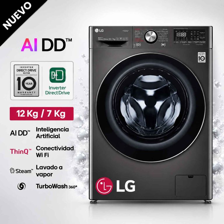 Lavaseca 12 Kg De Carga Frontal WD12BVC2S6C Color Negro Acero