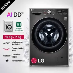 LG - Lavaseca 12 Kg De Carga Frontal WD12BVC2S6C Color Negro Acero