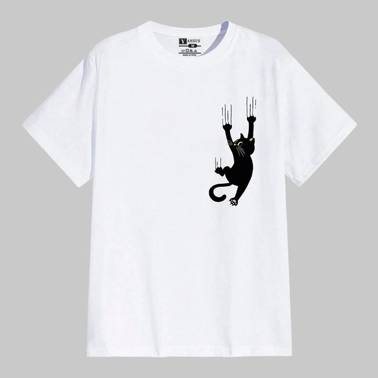 Polo Hombre Blanco Gato Araña