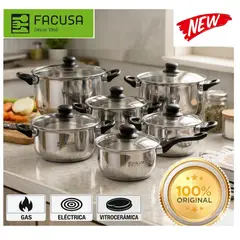 FACUSA - SET DE OLLAS DE 12 PIEZAS - ACERO INOXIDABLE