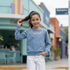 GENERICO - Polo Polera Celeste Bordada Niña Angela Kids
