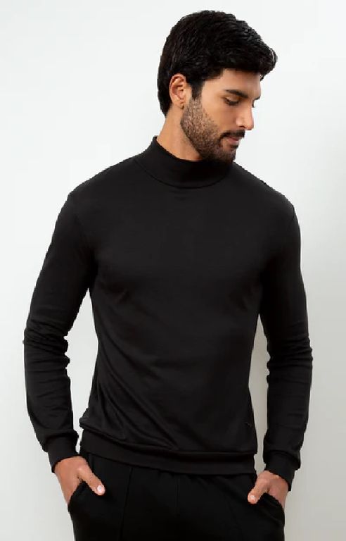 Polo Camiseta Calentador cafarena cuello alto Hombre Negro