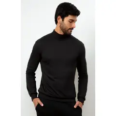 GENERICO - Polo Camiseta Calentador cafarena cuello alto Hombre Negro