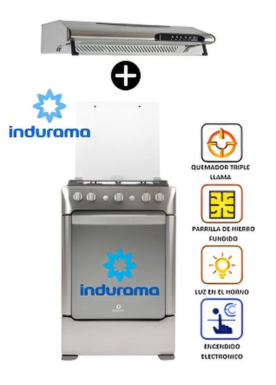 Cocina Gas GRANADA ZAFIRO 24" Croma 4 Hornillas + Campana