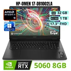 HP - Laptop Omen 17-db1002la AMD Ryzen AI 9 365 - 32GB 1TB SSD RTX 5060 8GB 17.3" FHD 144Hz WIN11 PRO