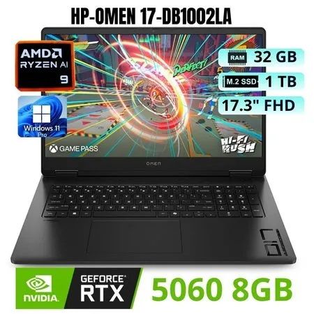 Laptop Omen 17-db1002la AMD Ryzen AI 9 365 - 32GB 1TB SSD RTX 5060 8GB 17.3" FHD 144Hz WIN11 PRO