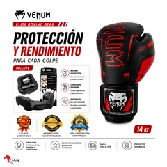 VENUM - GUANTES DE BOXEO 14 OZ CON PROTECCION BOCAL NEGRO CON PLOMO