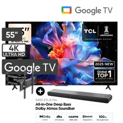 TCL - Televisor Smart TV 55 4K Google TV 55P6K + Soundbar TCL+ Rack Movible