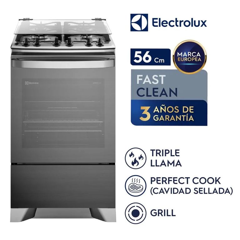 Cocina de Pie 56cm Grill 4 Quemadores Silver F4ETG
