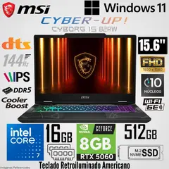 Msi - Laptop Cyborg 15 B2RWFKG-071US Intel Core 7 240H 16GB RAM 512GB SSD RTX 5060-8GB 15.6" FHD 144Hz