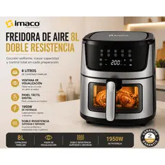 Imaco - Freidora de Aire AF881540D 8L Doble Resistencia Visor Digital 1950W