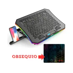 Teros - Base Ventilador Cooler Pad para Notebook TE7130N con Soporte para Celular y Mouse Pad