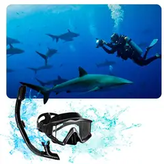 GENERICO - SNORKEL y GAFAS VIDRIO TEMPLADO Para Buceo PISCINA para JOVENES Y ADULTOS