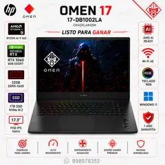 HP - Laptop OMEN 17-DB1002LA AMD Ryzen AI 9 365 32GB DDR5 1TB SSD RTX 5060 8GB 17.3″ FHD 144Hz