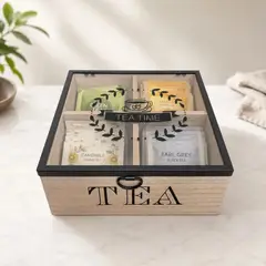 ELMEJORPRECIO - Caja Organizadora para Té 4 Divisiones Tea