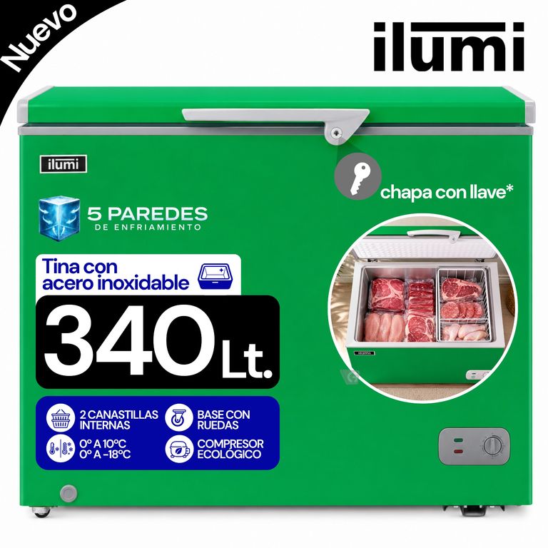 Congelador con Tina de Acero Inoxidable de 340 Litros TFI-3400GR Verde