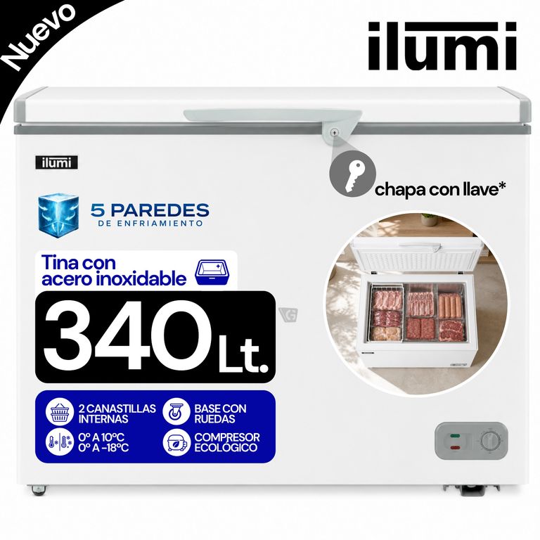 Congelador Horizontal Con Tina De Acero Inoxidable 340Lt Blanco TFI-3400WH