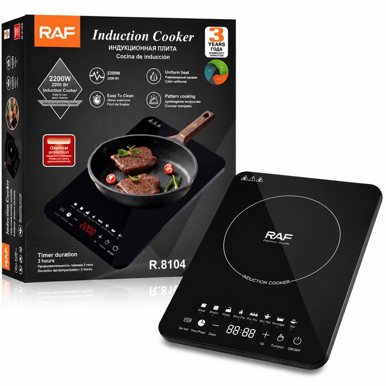 Cocina de Inducción RAF R.8104 2200W Portátil Panel Táctil Cocina Eléctrica de 1 Hornilla