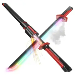 GENERICO - Katana futurista con luces led y destellos recargable bota humo Roja