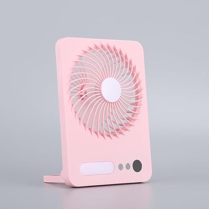 Ventilador con Lampara Portátil Kawaii Silencioso Recargable Rosado
