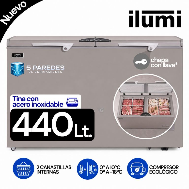 Congeladora TFI-4402DG 2 Tapas 440 Lts Gris