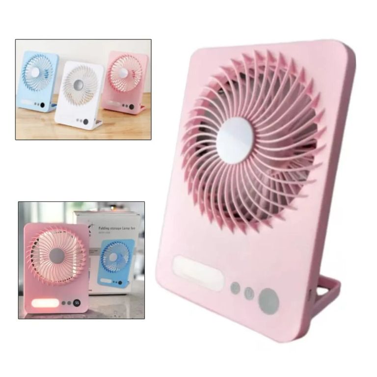 Ventilador con Lampara Portátil Kawaii Silencioso Recargable Blanco