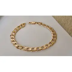 GENERICO - Pulsera Hombre Eslabones Planos Bañada Oro 18k