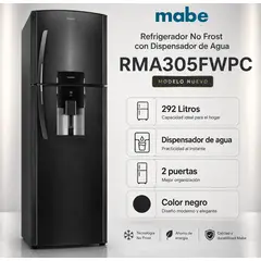 Mabe - Refrigeradora 292Lt Con Dispensador Negro - RMA305FWPC