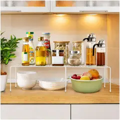GENERICO - Organizador Multifuncional Repostero Lavadero Cocina Ajustable 16x70x21.5cm - Blanco - M