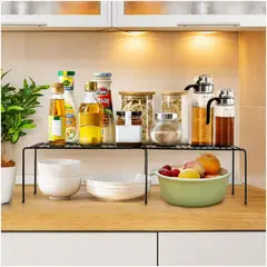 GENERICO - Organizador Multifuncional Repostero Lavadero Cocina Ajustable 16x70x21.5cm - Negro - M